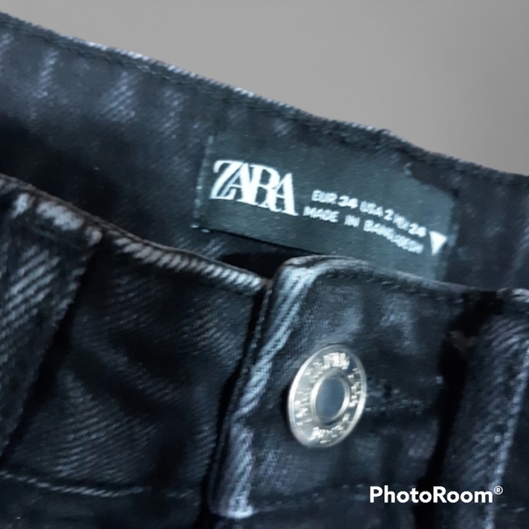 Zara High-Rise Black Cut-offs Size 24 - Picture 6 of 6